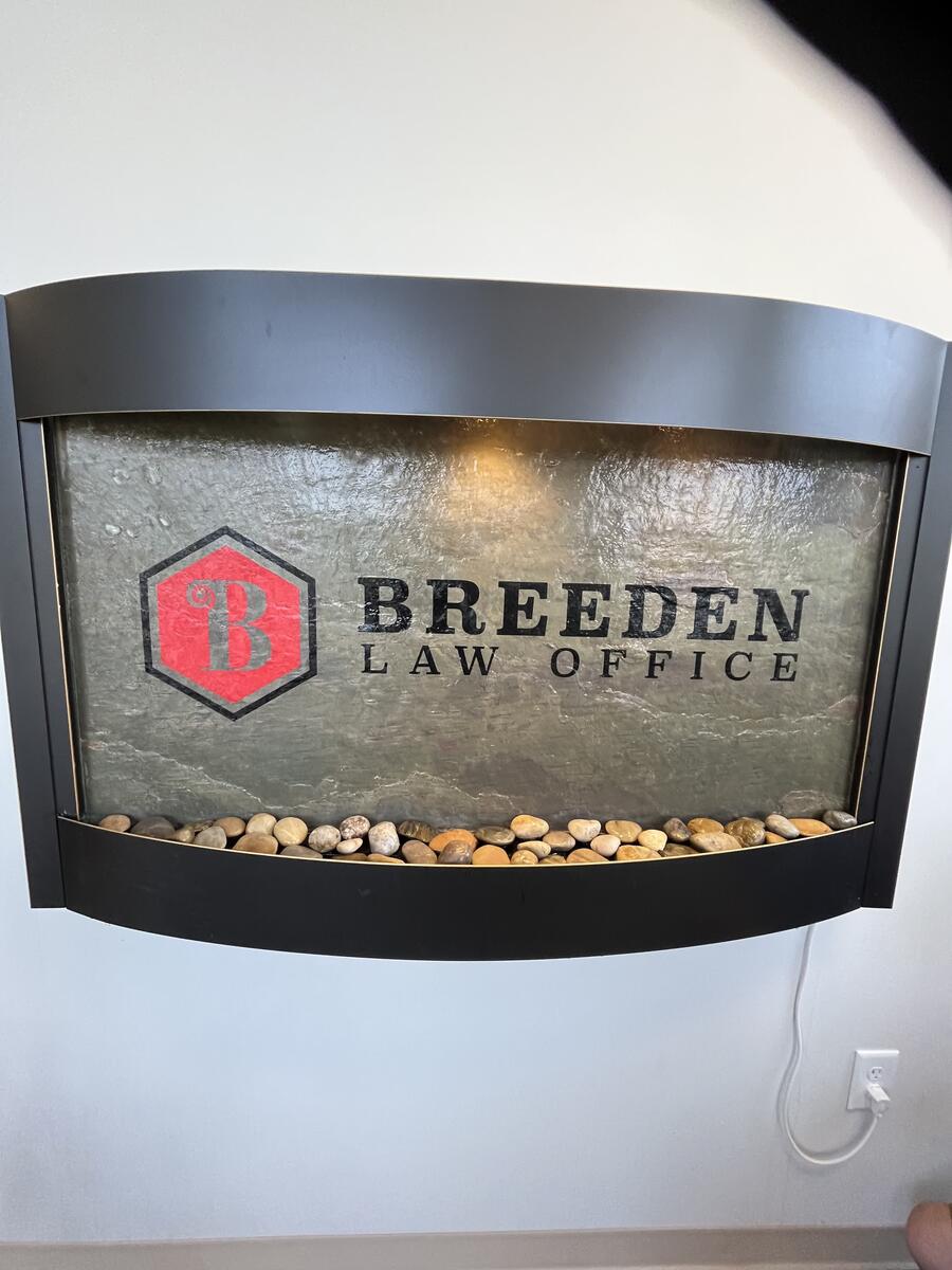 Indoor water wall at Breeden Law Office