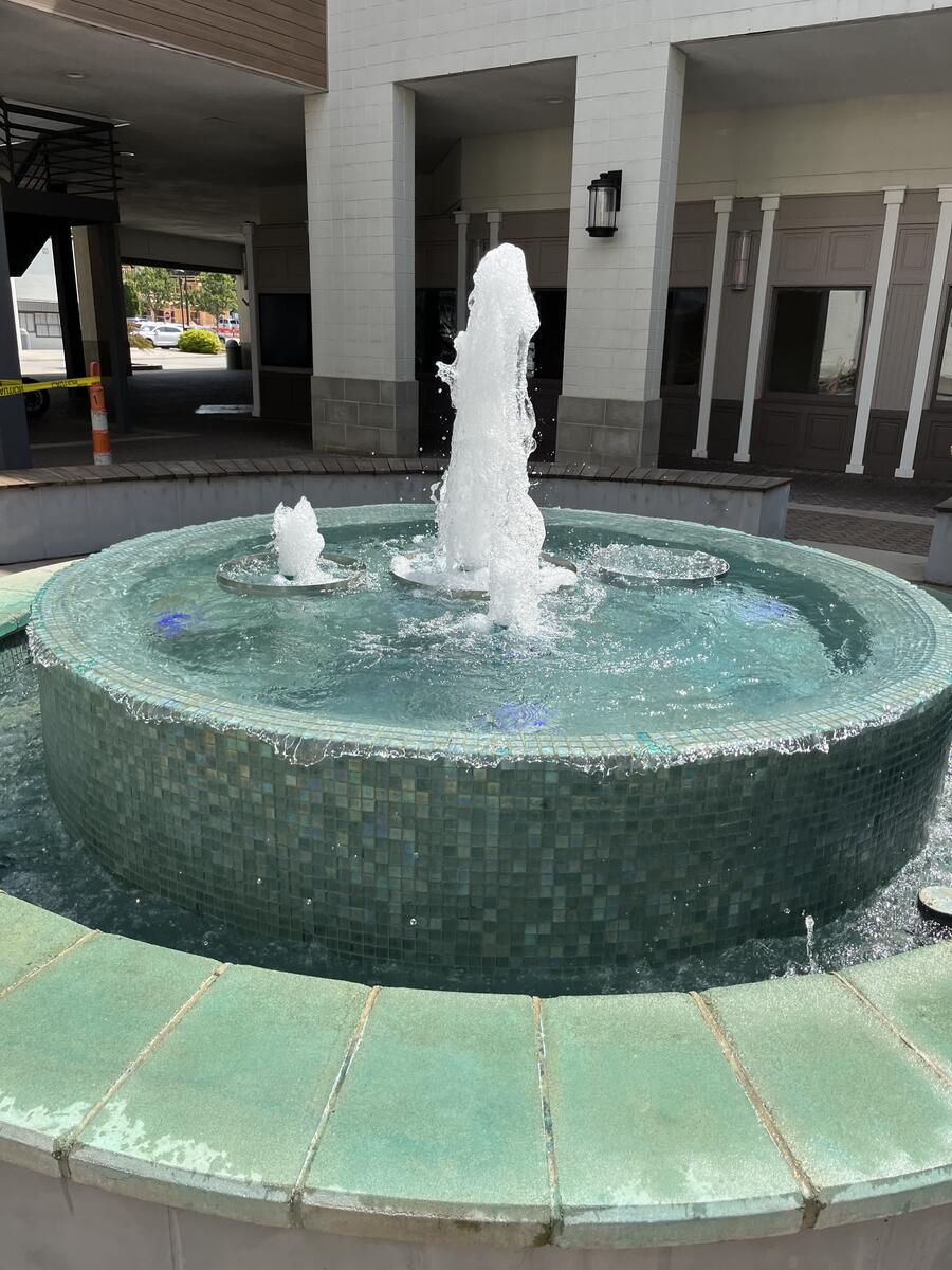 Green tiled commercial jet fountain